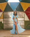 Roma Sexy Blue Fairy Butterfly Fantasy Bodysuit Dress w/ Wings 2pc Costume 5047