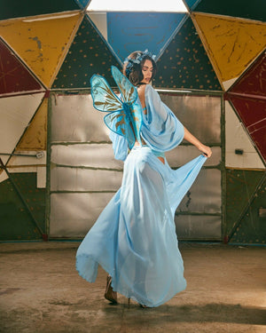 Roma Sexy Blue Fairy Butterfly Fantasy Bodysuit Dress w/ Wings 2pc Costume 5047