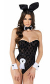 Roma Sexy Playboy Bunny Sheer Black Bodysuit 8pcCostume PB111