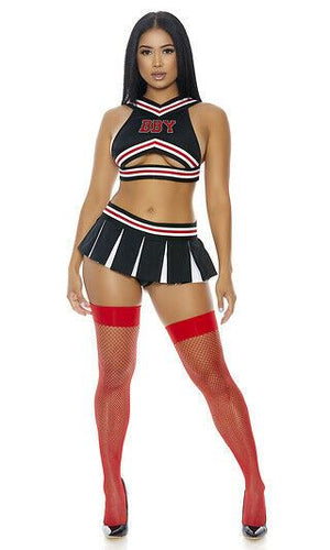Sexy Forplay Good Luck Charm Cheerleader Black & Red Costume 551567