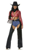 Sexy Forplay Saddle Up Cowgirl Wild West Red & Black Costume 551561
