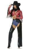 Sexy Forplay Saddle Up Cowgirl Wild West Red & Black Costume 551561
