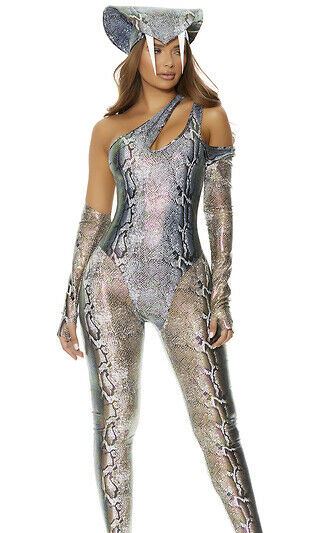 Sexy Forplay Slide Through Snake Metallic Reptile Catsuit Costume 551537