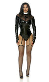 Sexy Forplay Holy Chic Nun Black Vinyl Bodysuit Costume 551529