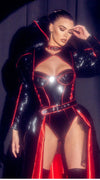 Roma Deluxe Evil Queen Black & Red Vinyl Bodysuit Dress Costume 5077