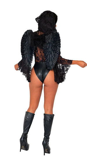Roma Black Dark Angels Lust Hooded Bodysuit Costume 5079