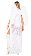 Roma Heavens Kiss White Angel Vinyl Bodysuit & Lace Overdress Costume 5080
