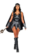 Roma Black & Grey Warrior Princess w/ Cape Costume 5088