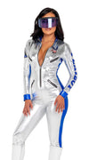 Roma Sexy Playboy Astronaut Silver Metallic Catsuit Costume PB128