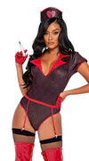 Roma Sexy Playboy RN Nurse Black Satin Bodysuit 3pc Costume PB134
