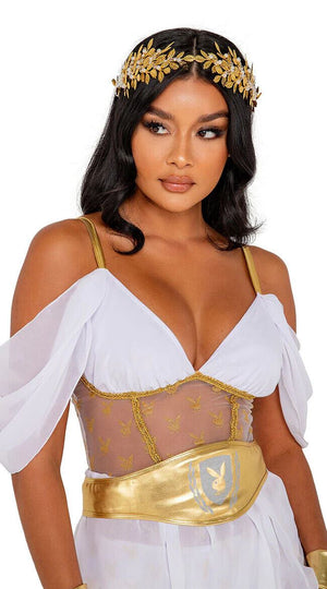 Roma Sexy Playboy Goddess White & Gold Dress 3pc Costume PB146