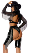 Sexy Forplay Wild West Cowgirl Western Cowboy Black Wetlook Costume 552932
