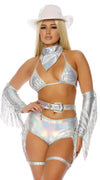 Sexy Forplay Spurs On Cowgirl Western Cowboy Silver Costume 552973