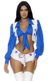 Sexy Forplay Field Star Cowboys Cheerleader Blue & White Costume 552934