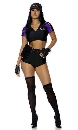 Sexy Forplay Fave Ex Delivery Babe 6pc FedEx Black Costume 552992