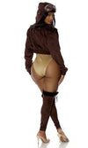 Sexy Forplay Airplane Mode Aviator Brown Faux Suede Bodysuit Costume 552919