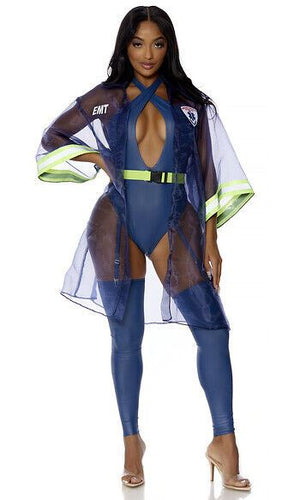 Sexy Forplay What's The 911 EMT Paramedic Blue Bodysuit 4pc Costume 552926
