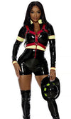 Sexy Forplay Keep It Lit Firefighter Black Vinyl Romper Costume 552940