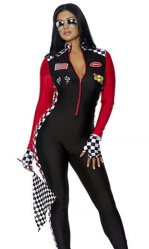 Sexy Forplay Shift Gears Racer Black & Red Jumpsuit Costume 552960