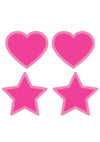 Eye Candy Peekaboo Pasties Glow In The Dark Hearts & Stars Pink 2 Pair PK370