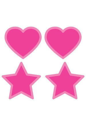 Eye Candy Peekaboo Pasties Glow In The Dark Hearts & Stars Pink 2 Pair PK370