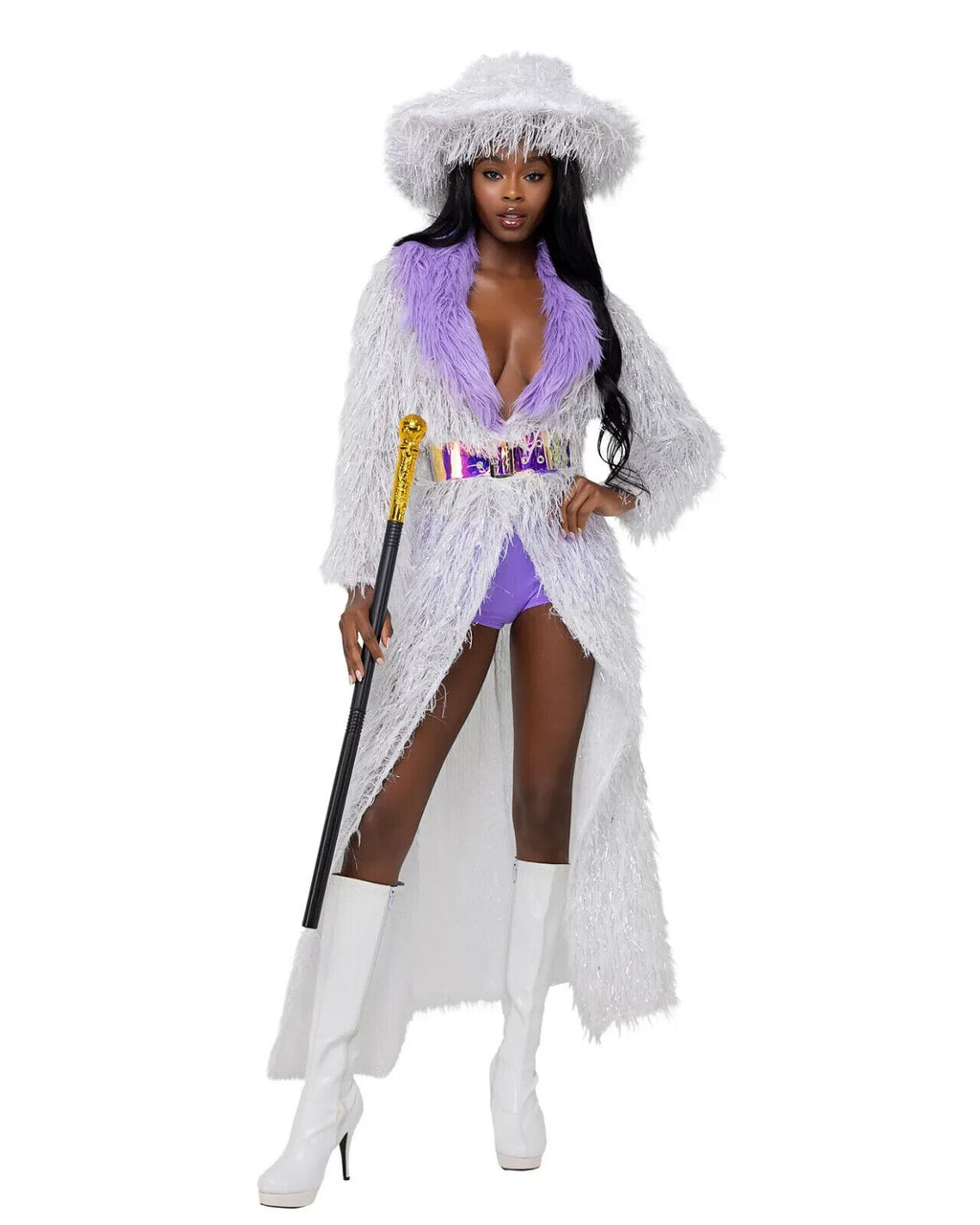 Roma High Roller Lady Pimp 4pc Long Coat Costume 6199