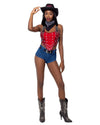 Roma Western Cowgirl Red 4pc Short Set Costume 6196