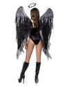 Roma Dark Angel's Lust Black Velvet Bodysuit w/ Wigs Deluxe Costume 6172