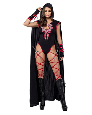 Roma Dragonfire Ninja Black Hooded Bodysuit Costume 6167