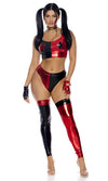 Sexy Forplay Where's Puddin' Metallic Red & Black Harley Quinn Costume 553161