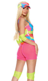 Sexy Forplay Play Along 80's Doll 6pc Neon Exercise Costume 553175