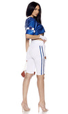 Sexy Forplay MVP Football Player Metallic Blue & White 5pc Costume 553141