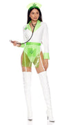 Sexy Forplay At Your Dispense Green & White Vinyl Nurse 3pc Costume 553128