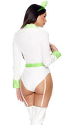 Sexy Forplay At Your Dispense Green & White Vinyl Nurse 3pc Costume 553128