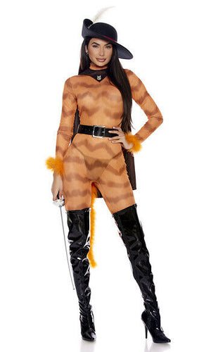 Sexy Forplay Ninth Life Sheer Orange Jumpsuit Cat Character Costume 553133